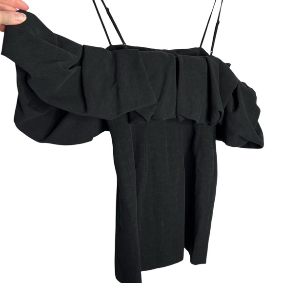 Jonathan Simkhai Puff Off Shoulder Mini Dress Black Size 4 NEW - Picture 8 of 15